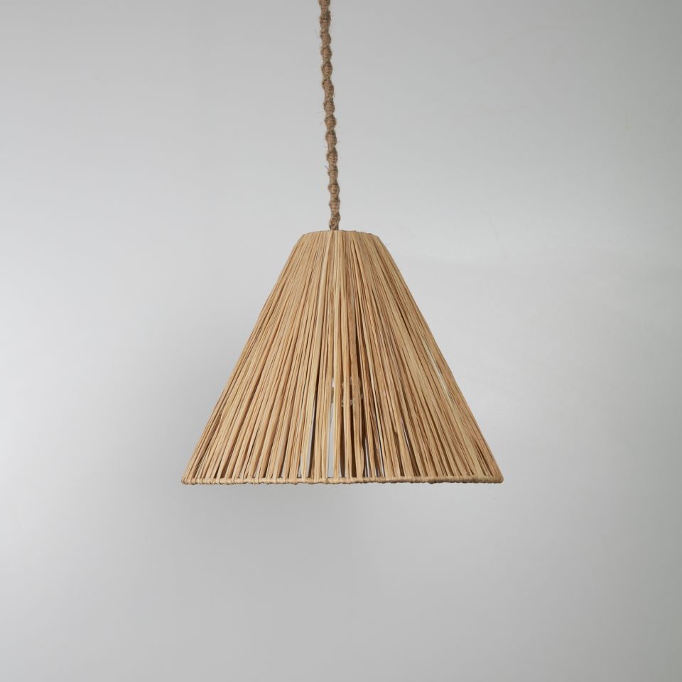 Konik Modern Avize E27 12W 40cm Rafya Doğal Dorbien-SLR-8006