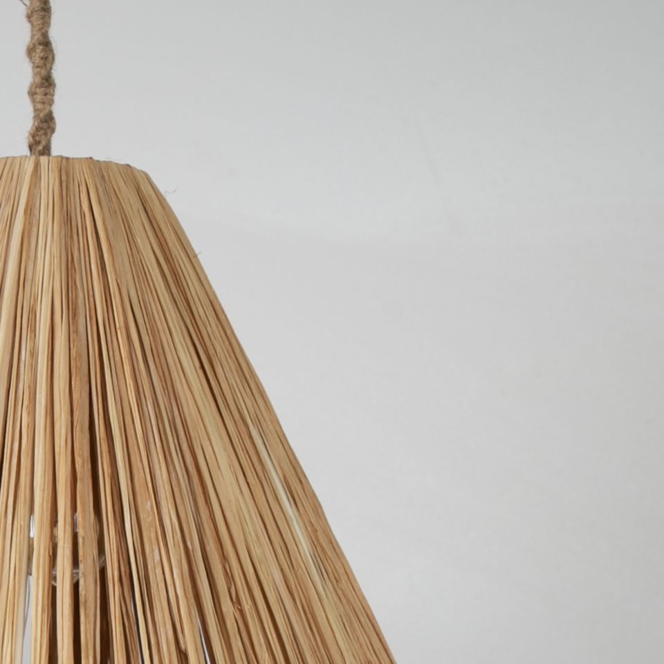 Konik Modern Avize E27 12W 40cm Rafya Doğal Dorbien-SLR-8006
