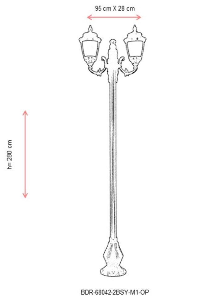 Bahçe Direkleri E27 24W 95x28cm Alüminyum Siyah Dorbien-BDR-68042-2BSY-M1-OP