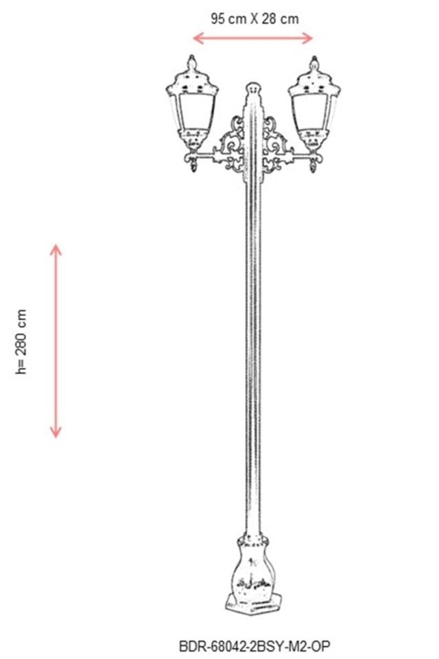 Bahçe Direkleri E27 24W 95x28cm Alüminyum Siyah Dorbien-BDR-68042-2BSY-M2-OP