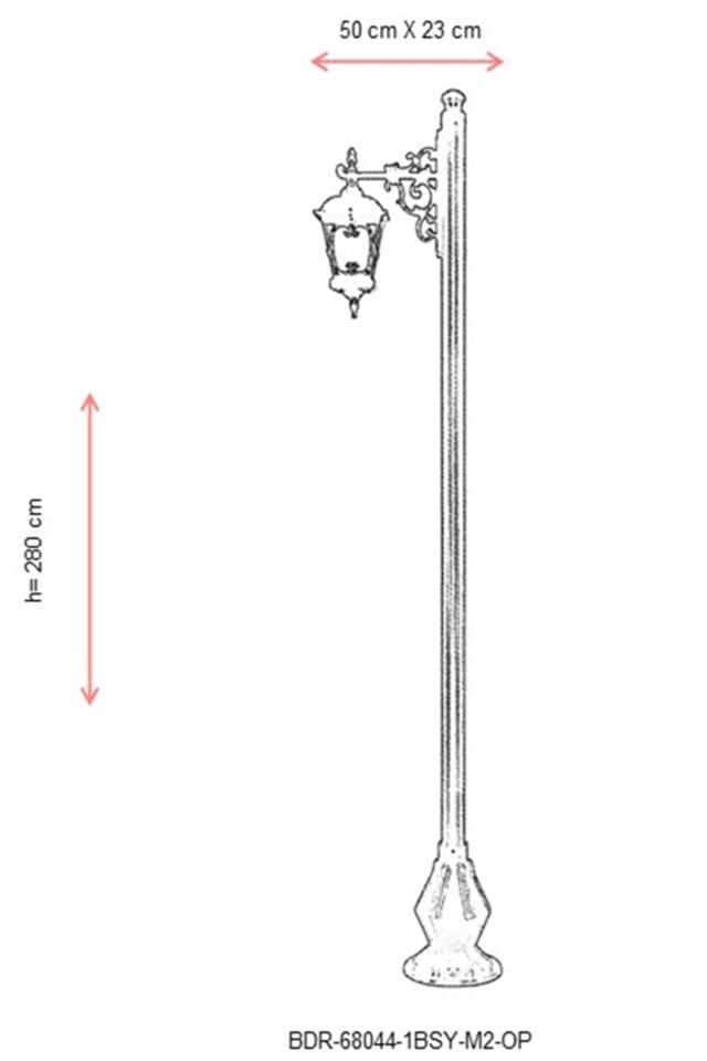 Bahçe Direkleri E27 12W 50x23cm Alüminyum Siyah Dorbien-BDR-68044-1BSY-M2-OP