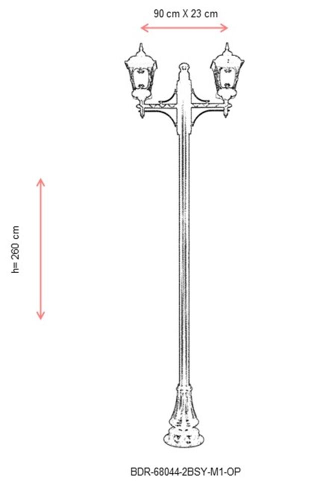 Bahçe Direkleri E27 24W 90x23cm Alüminyum Siyah Dorbien-BDR-68044-2BSY-M1-OP