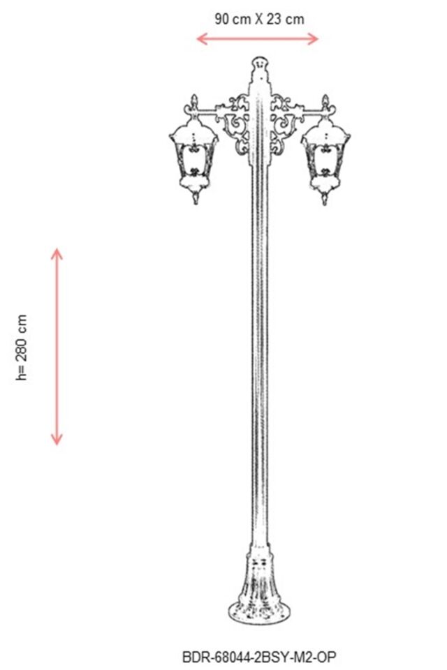 Bahçe Direkleri E27 24W 90x23cm Alüminyum Siyah Dorbien-BDR-68044-2BSY-M2-OP
