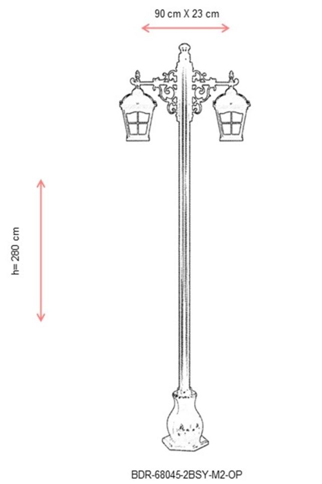 Bahçe Direkleri E27 24W 90x23cm Alüminyum Siyah Dorbien-BDR-68045-2BSY-M2-OP