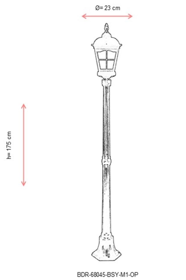Bahçe Direkleri E27 12W 23cm Alüminyum Siyah Dorbien-BDR-68045-BSY-M1-OP