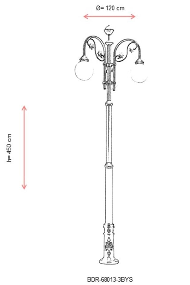 Bahçe Direkleri E27 24W 120cm Çelik Boru Sarı/Yeşil Dorbien-BDR-68013-3BYS