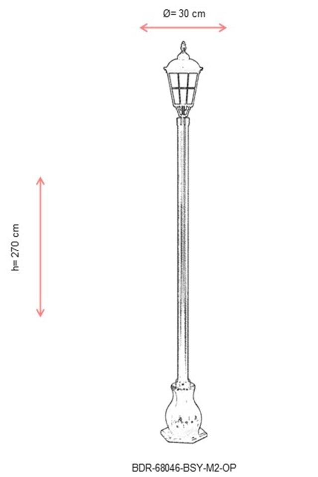 Bahçe Direkleri E27 12W 30cm Alüminyum Siyah Dorbien-BDR-68046-BSY-M2-OP