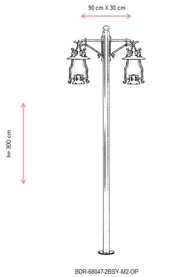 Bahçe Direkleri E27 24W 90x30cm Alüminyum Siyah Dorbien-BDR-68047-2BSY-M2-OP