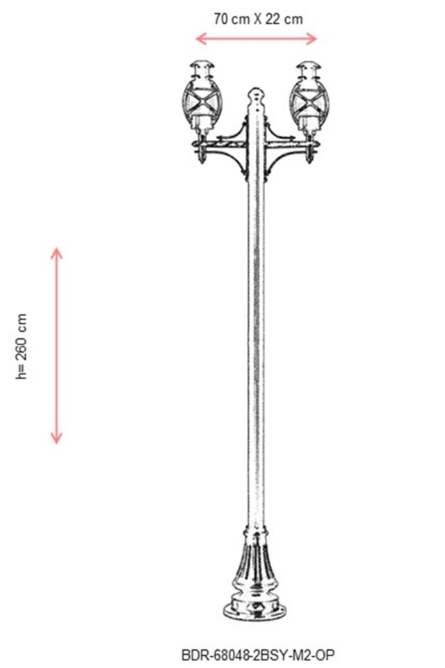 Bahçe Direkleri E27 24W 70x22cm Alüminyum Siyah Dorbien-BDR-68048-2BSY-M2-OP