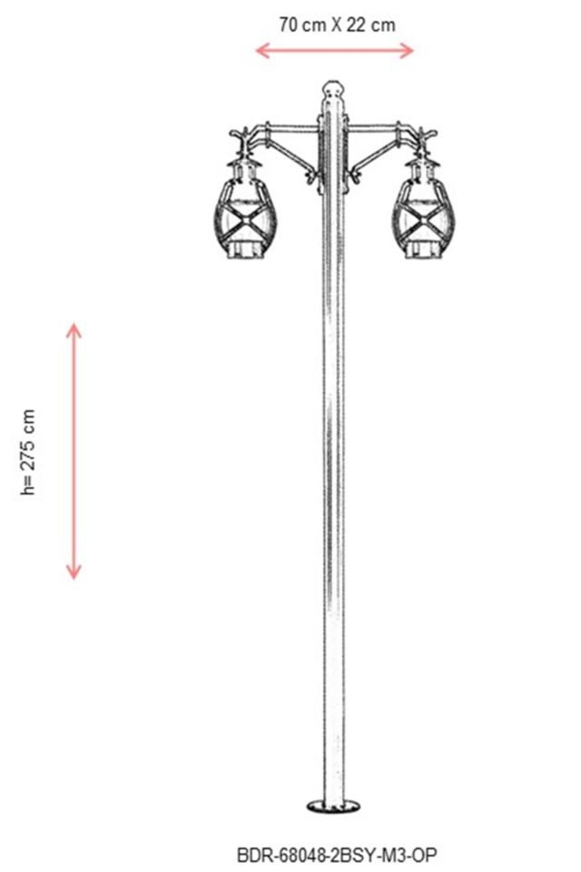 Bahçe Direkleri E27 24W 70x22cm Alüminyum Siyah Dorbien-BDR-68048-2BSY-M3-OP