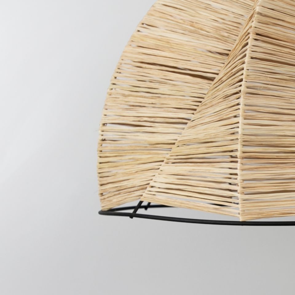 Yıldız Modern Avize E27 12W 60cm Rafya Doğal/Siyah Dorbien-SLR-8097