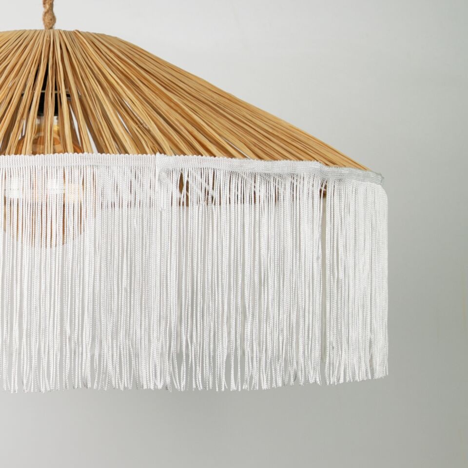 Japon Modern Avize E27 12W 70cm Rafya Doğal/Beyaz Dorbien-SLRP-8001
