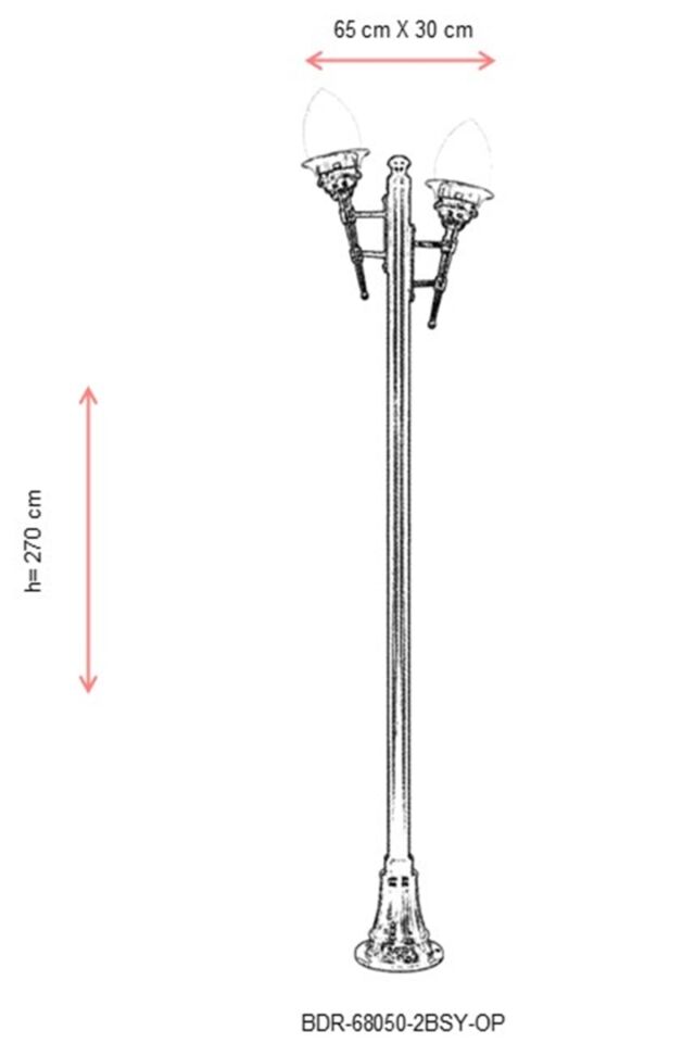 Bahçe Direkleri E27 12W 65x30cm Alüminyum Sarı/Siyah Dorbien-BDR-68050-2BSY-OP