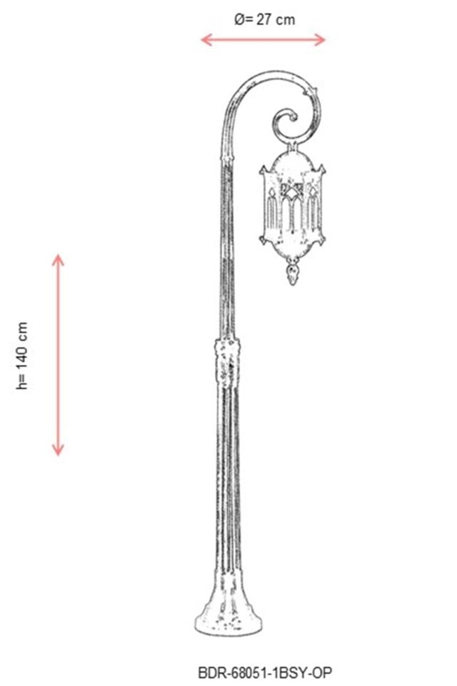 Bahçe Direkleri E27 12W 27cm Alüminyum Siyah Dorbien-BDR-68051-1BSY-OP