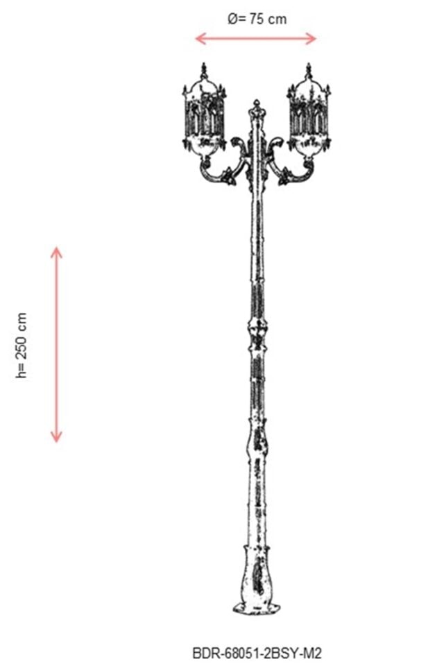 Bahçe Direkleri E27 24W 75cm Alüminyum Siyah Dorbien-BDR-68051-2BSY-M2