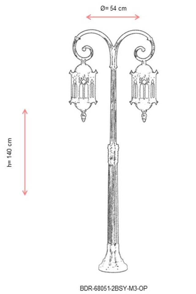 Bahçe Direkleri E27 24W 54cm Alüminyum Siyah Dorbien-BDR-68051-2BSY-M3-OP