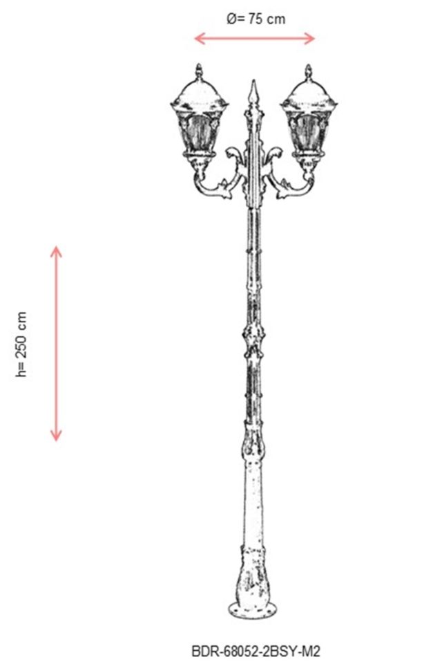 Bahçe Direkleri E27 24W 75cm Alüminyum Siyah Dorbien-BDR-68052-2BSY-M2