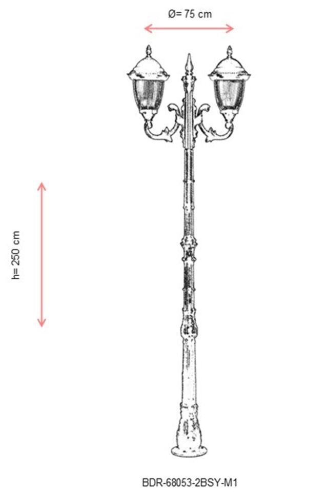 Bahçe Direkleri E27 24W 75cm Alüminyum Siyah Dorbien-BDR-68053-2BSY-M1