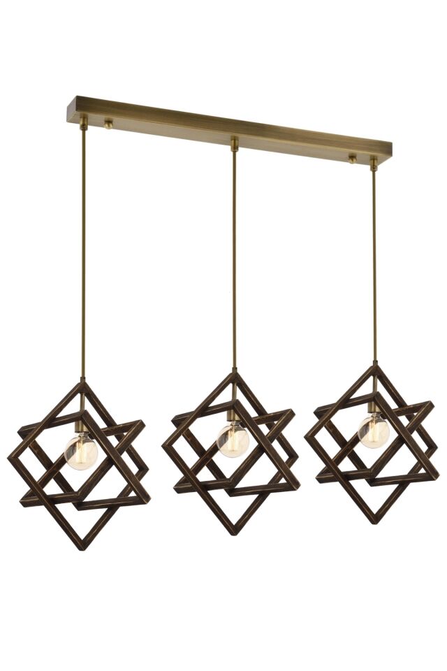 Billie Modern Avize E27 36W 60cm Ahşap Eskitme Avonni-AV-1765-3EY