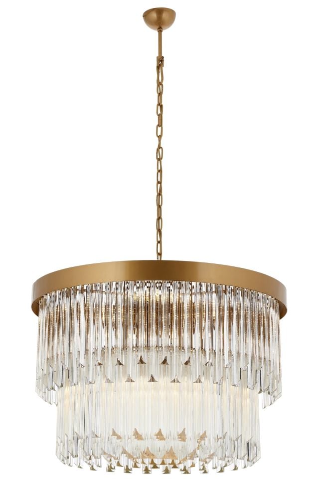 Elsa Klasik Avize E14 120W 80cm Metal Sarı Avonni-AV-4302-BSA80