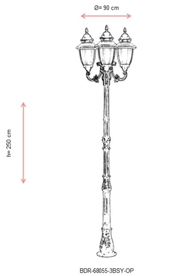 Bahçe Direkleri E27 36W 90cm Alüminyum Kahverengi/Siyah Dorbien-BDR-68055-3BSY-OP