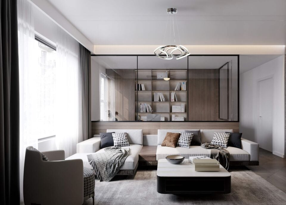 Şans Modern Avize LED 44W 45x42cm Alüminyum Profil Krom Dorbien-AV-6117-4K