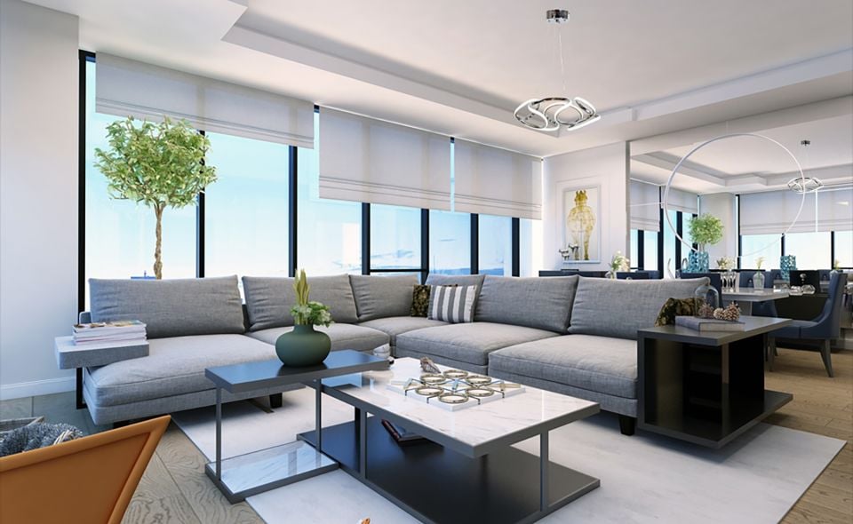 Şans Modern Avize LED 44W 45x42cm Alüminyum Profil Krom Dorbien-AV-6117-4K