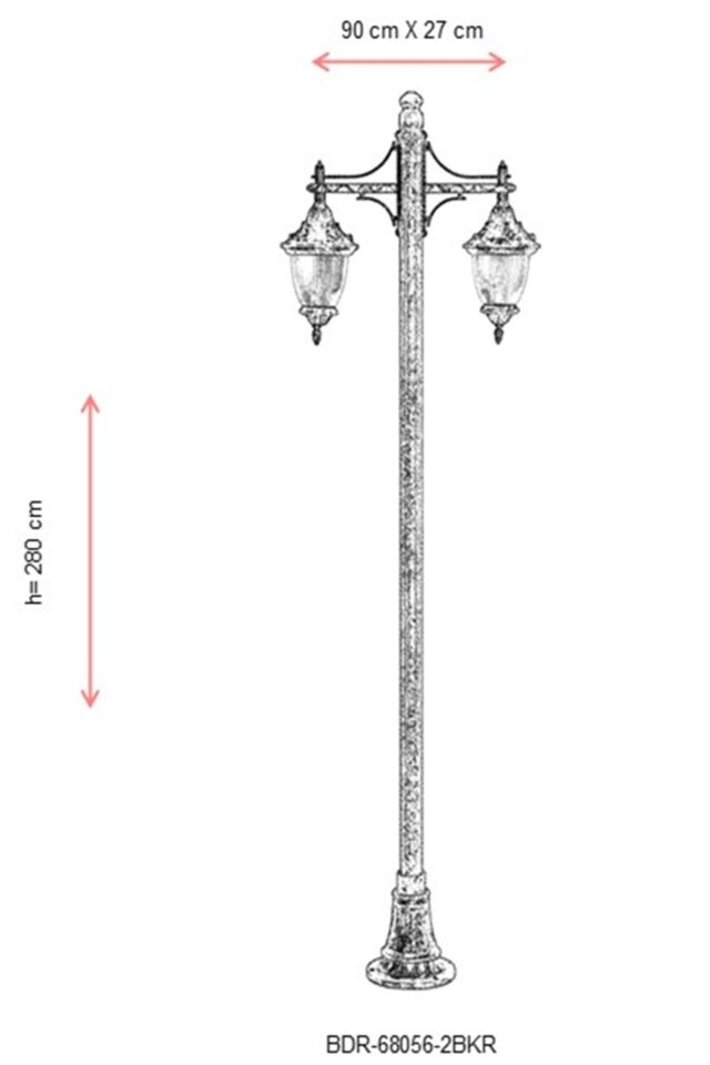 Bahçe Direkleri E27 24W 90x27cm Alüminyum Kahverengi Dorbien-BDR-68056-2BKR
