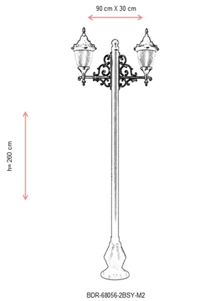 Bahçe Direkleri E27 24W 90x30cm Alüminyum Siyah Dorbien-BDR-68056-2BSY-M2