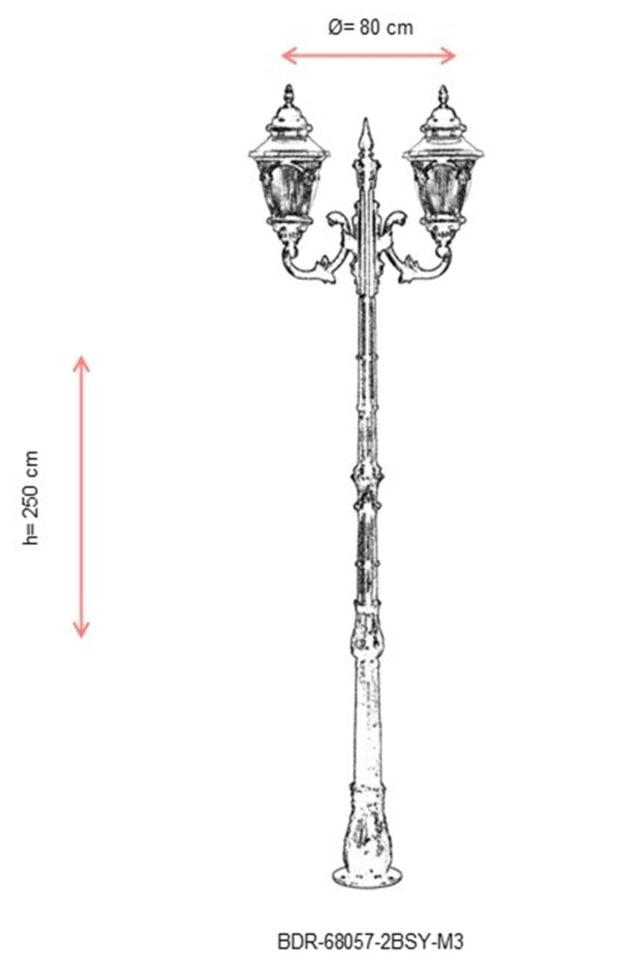 Bahçe Direkleri E27 24W 80cm Alüminyum Kahverengi/Siyah Dorbien-BDR-68057-2BSY-M3