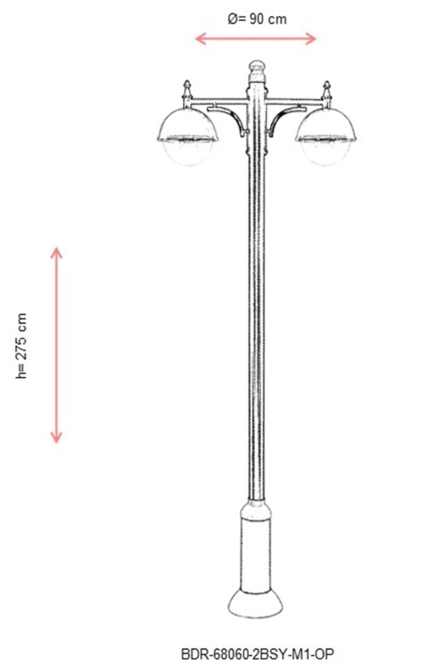 Bahçe Direkleri E27 24W 90cm Alüminyum Sarı/Siyah Dorbien-BDR-68060-2BSY-M1-OP