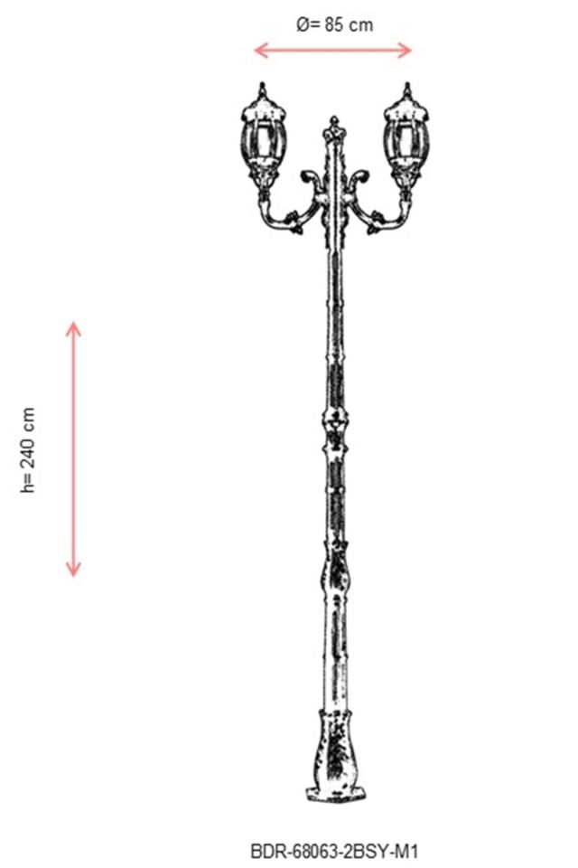 Bahçe Direkleri E27 24W 85cm Alüminyum Siyah Dorbien-BDR-68063-2BSY-M1
