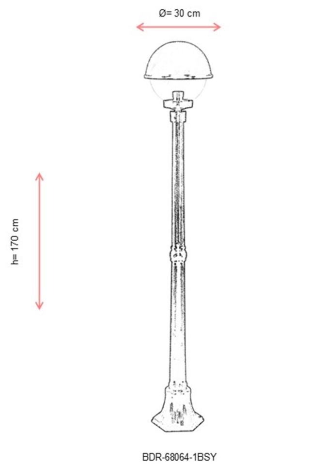 Bahçe Direkleri E27 12W 30cm Alüminyum Siyah Dorbien-BDR-68064-1BSY