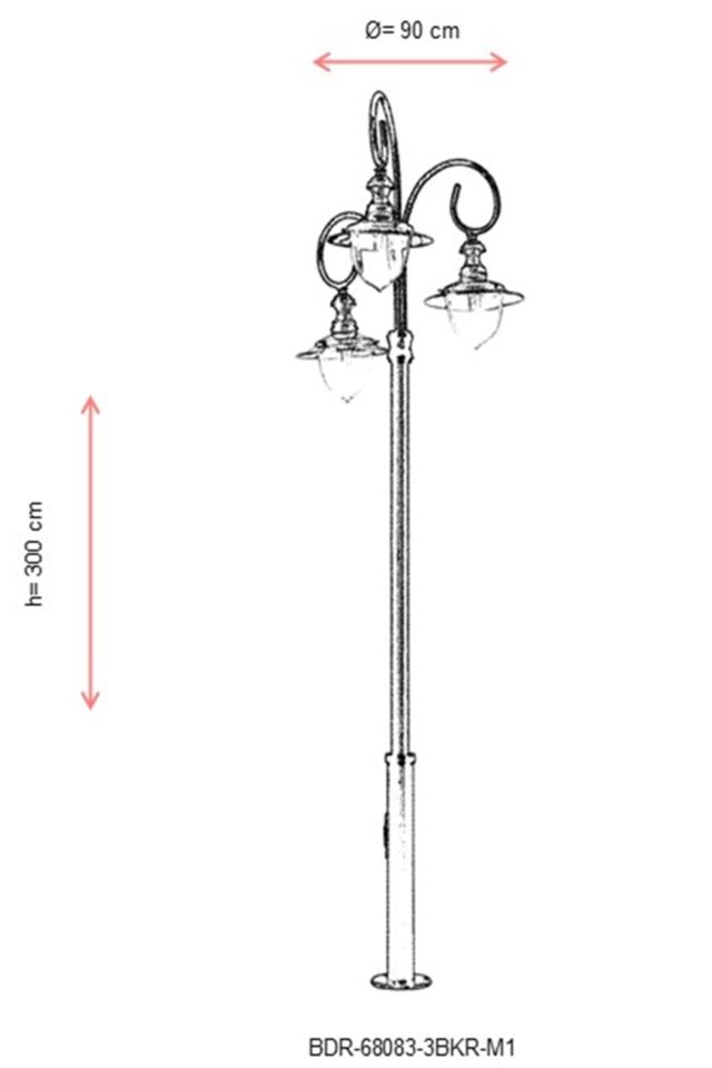 Bahçe Direkleri E27 36W 90cm Alüminyum Sarı/Siyah Dorbien-BDR-68083-3BKR-M1
