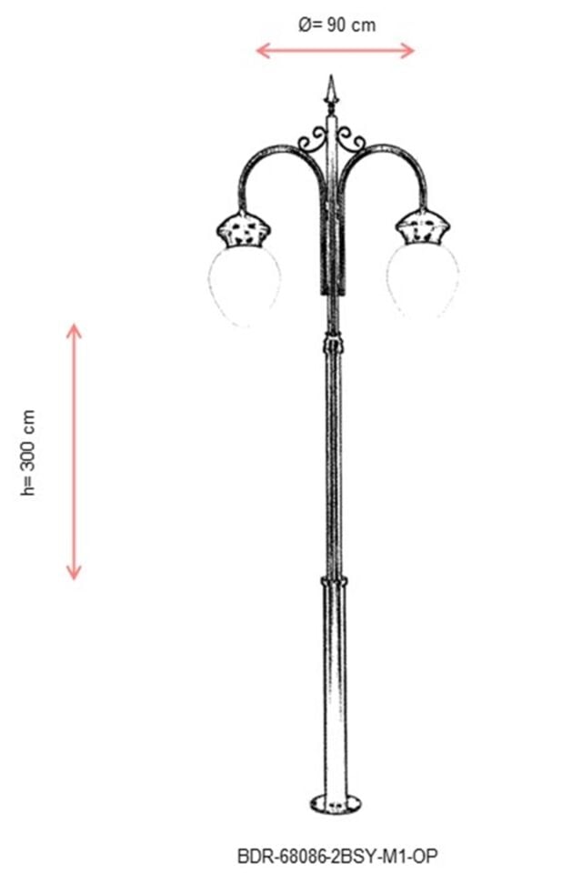 Bahçe Direkleri E27 24W 90cm Alüminyum Siyah Dorbien-BDR-68086-2BSY-M1-OP