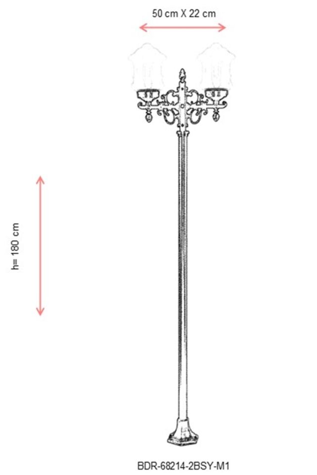 Bahçe Direkleri E27 24W 50x22cm Çelik Boru Siyah Dorbien-BDR-68214-2BSY-M1