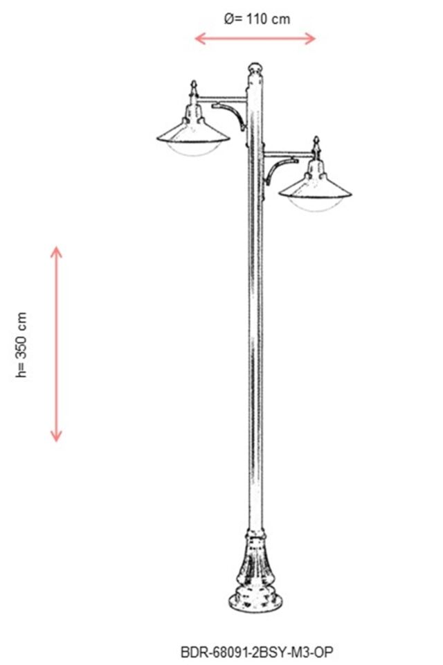 Bahçe Direkleri E27 24W 110cm Alüminyum Siyah Dorbien-BDR-68091-2BSY-M3-OP