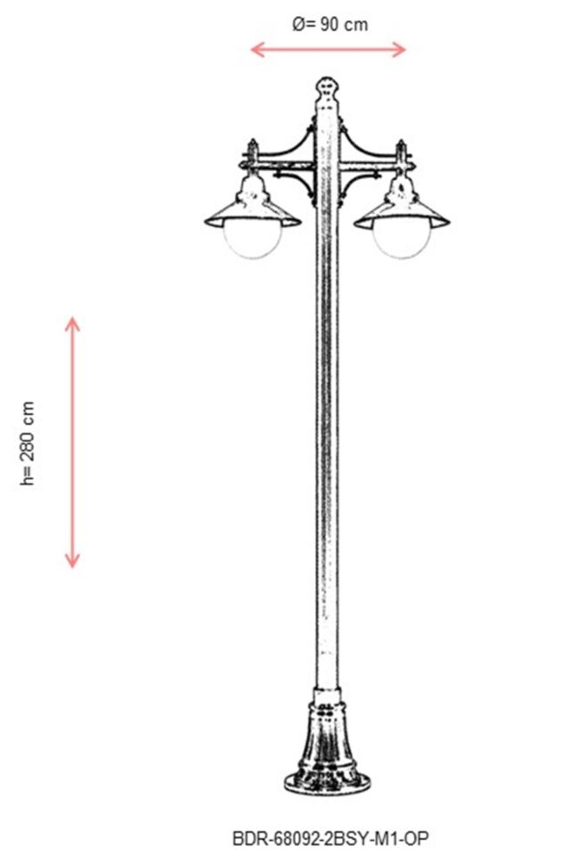 Bahçe Direkleri E27 24W 90cm Alüminyum Siyah Dorbien-BDR-68092-2BSY-M1-OP