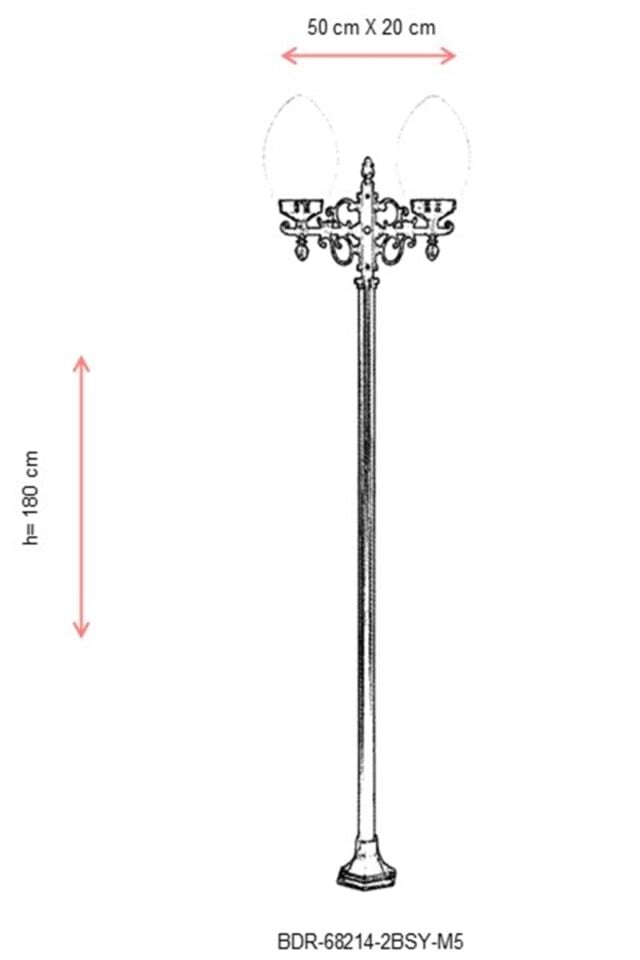 Bahçe Direkleri E27 24W 50x20cm Çelik Boru Siyah Dorbien-BDR-68214-2BSY-M5