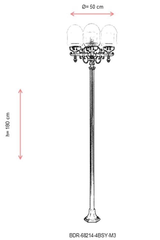 Bahçe Direkleri E27 48W 50cm Çelik Boru Siyah Dorbien-BDR-68214-4BSY-M3
