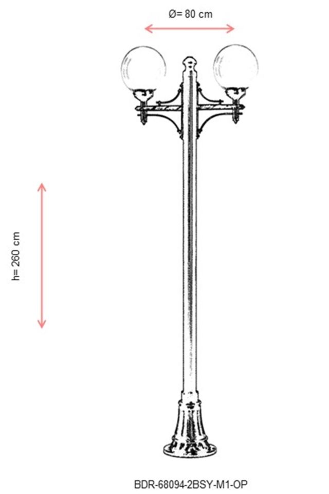 Bahçe Direkleri E27 24W 80cm Alüminyum Siyah Dorbien-BDR-68094-2BSY-M1-OP
