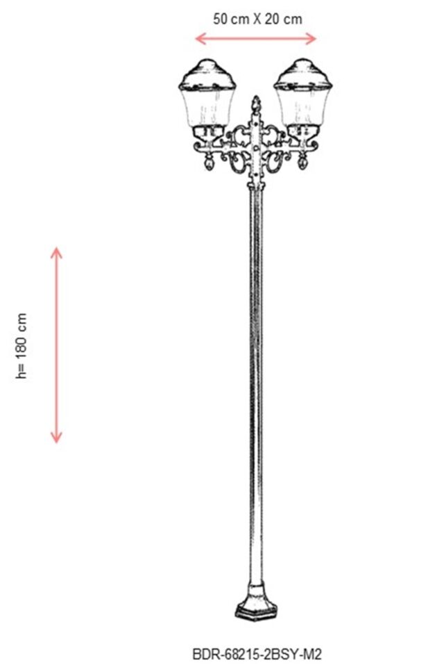 Bahçe Direkleri E27 24W 50x20cm Çelik Boru Siyah Dorbien-BDR-68215-2BSY-M2