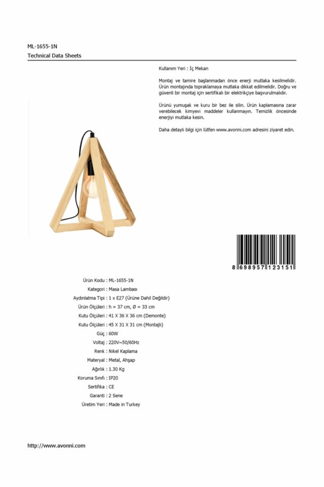 Juno Çalışma Masası Lambası E27 12W 33cm Metal Nikel Avonni-ML-1655-1N