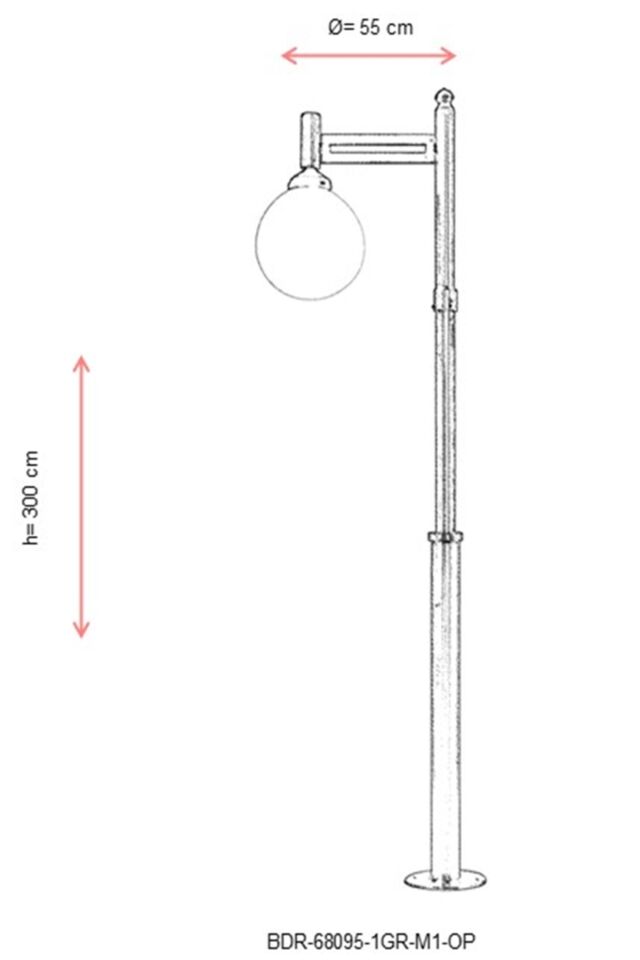 Bahçe Direkleri E27 12W 55cm Metal Gri Dorbien-BDR-68095-1GR-M1-OP
