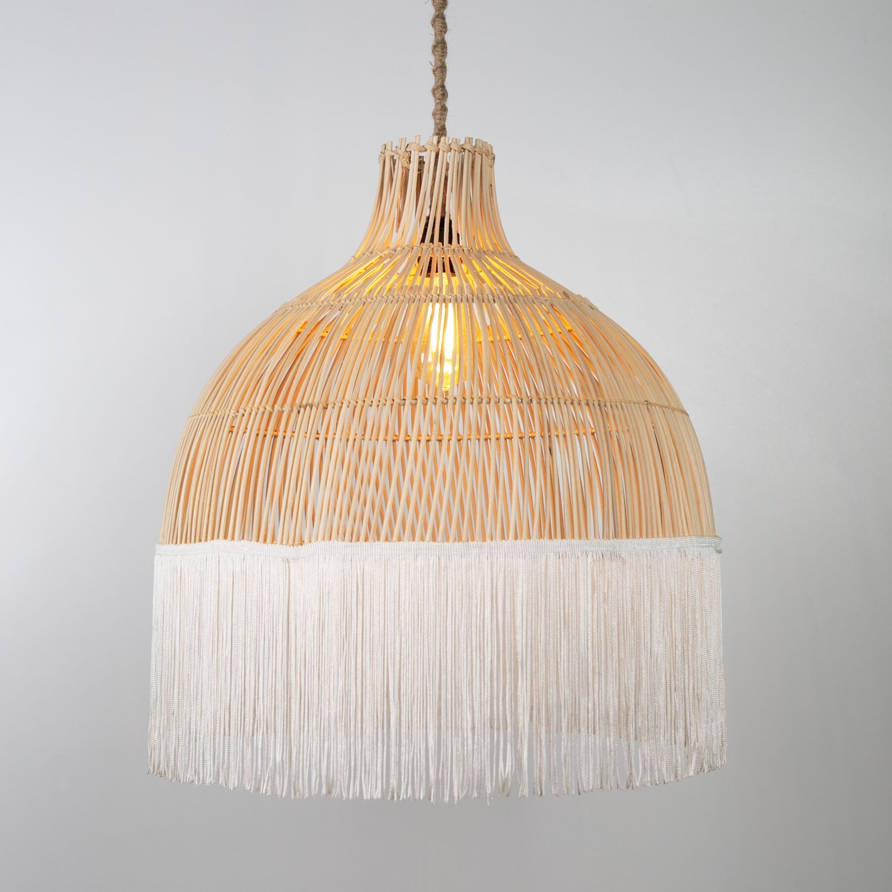 Madlen Modern Avize E27 12W 30cm Rattan Doğal/Beyaz Dorbien-SLB-8001-P