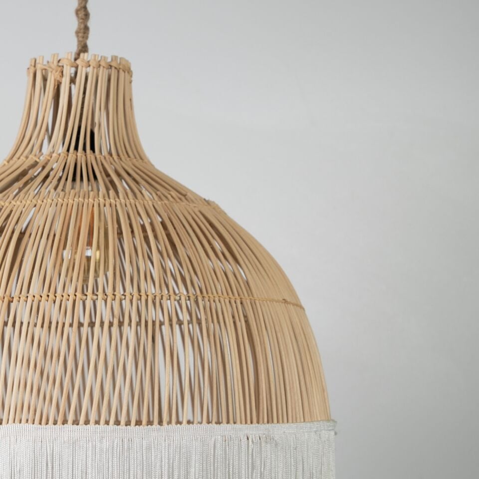 Madlen Modern Avize E27 12W 30cm Rattan Doğal/Beyaz Dorbien-SLB-8001-P