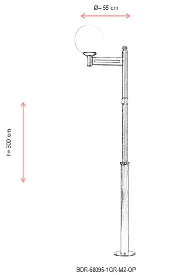 Bahçe Direkleri E27 12W 55cm Metal Gri Dorbien-BDR-68095-1GR-M2-OP