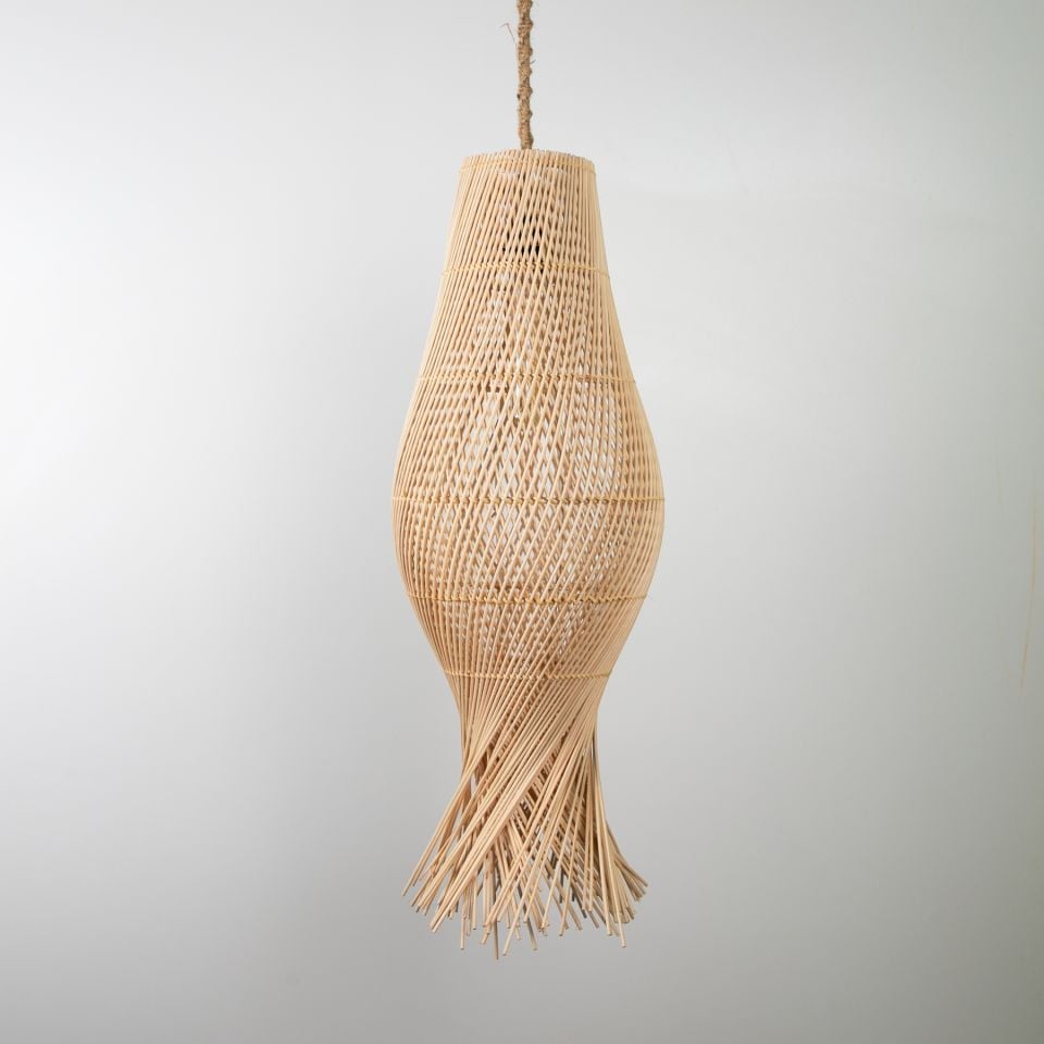 Lena Modern Avize E27 12W 25cm Rattan Doğal Dorbien-SLB-8019-S