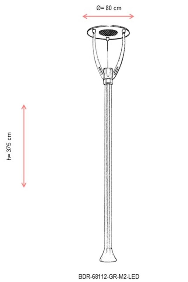 Bahçe Direkleri G12 150W 80cm Çelik Boru Gri Dorbien-BDR-68112-GR-M2-LED