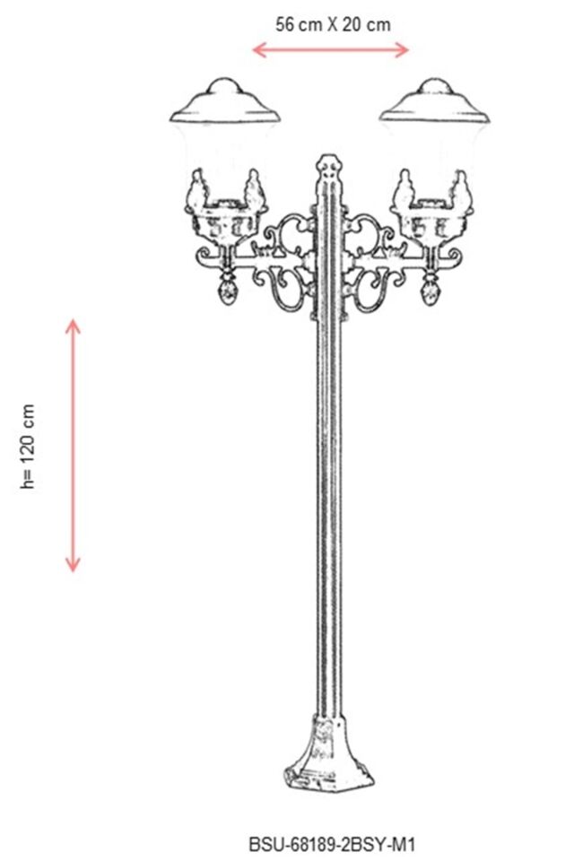 Bahçe Set Üstü Aydınlatma E27 24W 56x20cm ABS Siyah Dorbien-BSU-68189-2BSY-M1